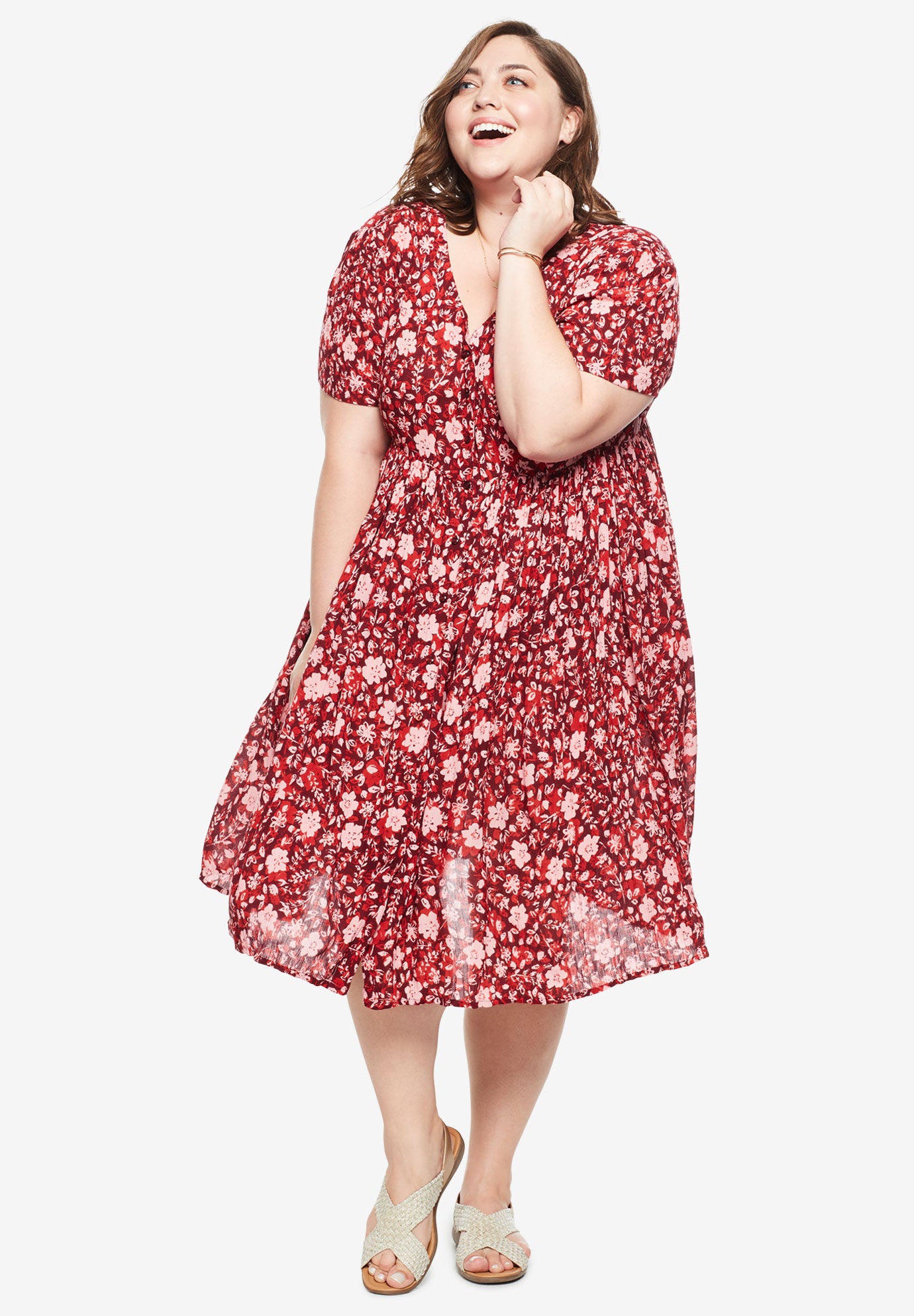 Woman within casual dresses top