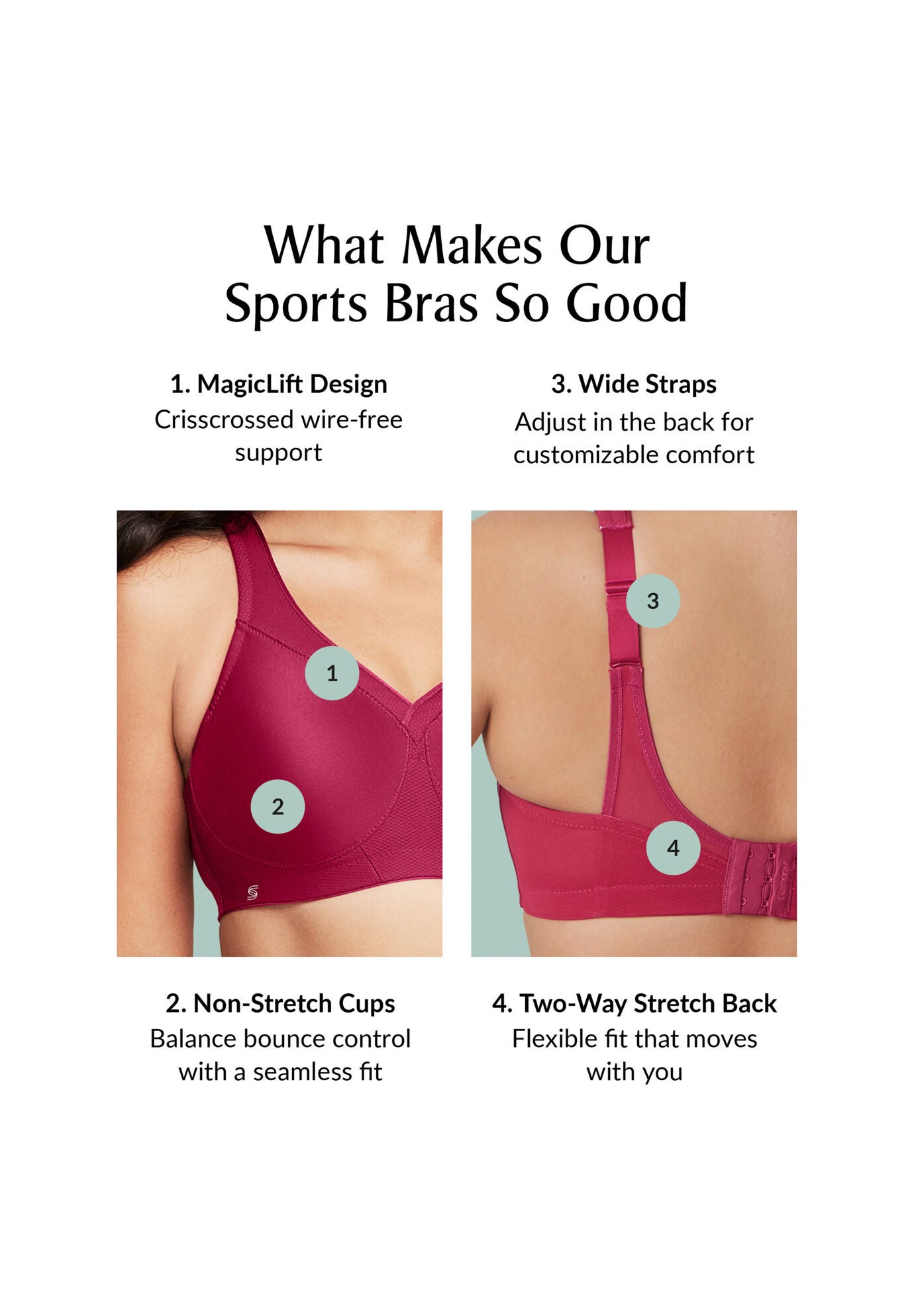 Glamorise MagicLift Seamless Sports Wirefree Bra 1006 (Women's & Women's Plus), , alternate image number 9