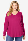 Washed Thermal V-Neck Tee, BRIGHT CHERRY, hi-res image number null