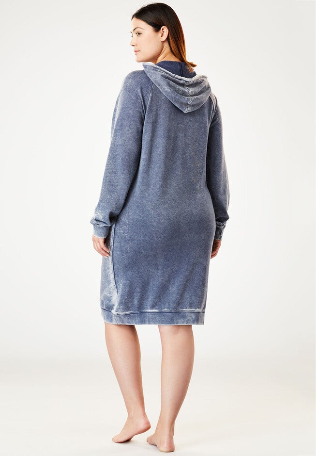 Burnout French Terry Graphic Hooded Lounger by Dreams & Co.®, , on-hover image number null
