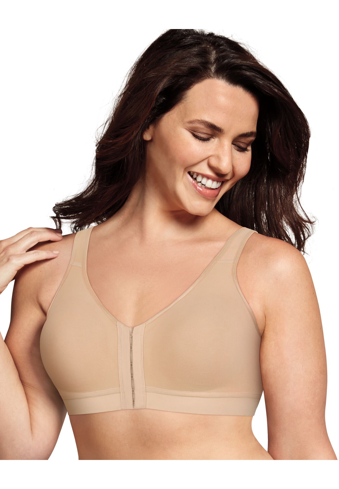 Catherines Women's Plus Size Wireless Front-Close Cotton Comfort Bra 
