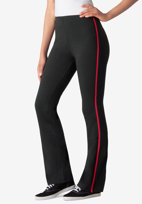 Stretch Cotton Side-Stripe Bootcut Pant, BLACK CLASSIC RED, hi-res image number null
