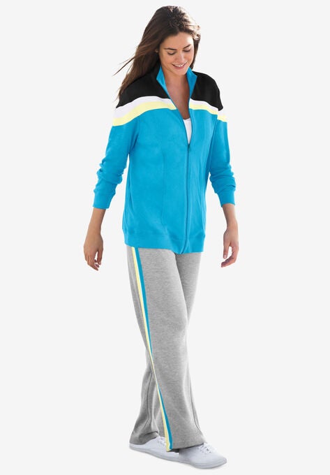 Colorblock Jacket, TURQ BLUE STRIPE, hi-res image number null
