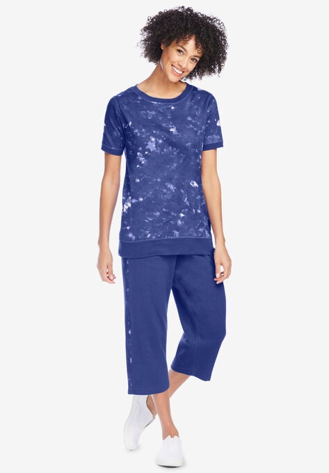 2-Piece Tie Dye Capri Set, ULTRA BLUE PRETTY TIE DYE, hi-res image number null