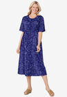 Button-Front Essential Dress, NAVY STITCH FLORAL, hi-res image number null
