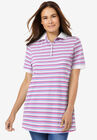 Perfect Printed Short-Sleeve Polo Shirt, WHITE MULTI MINI STRIPE, hi-res image number null