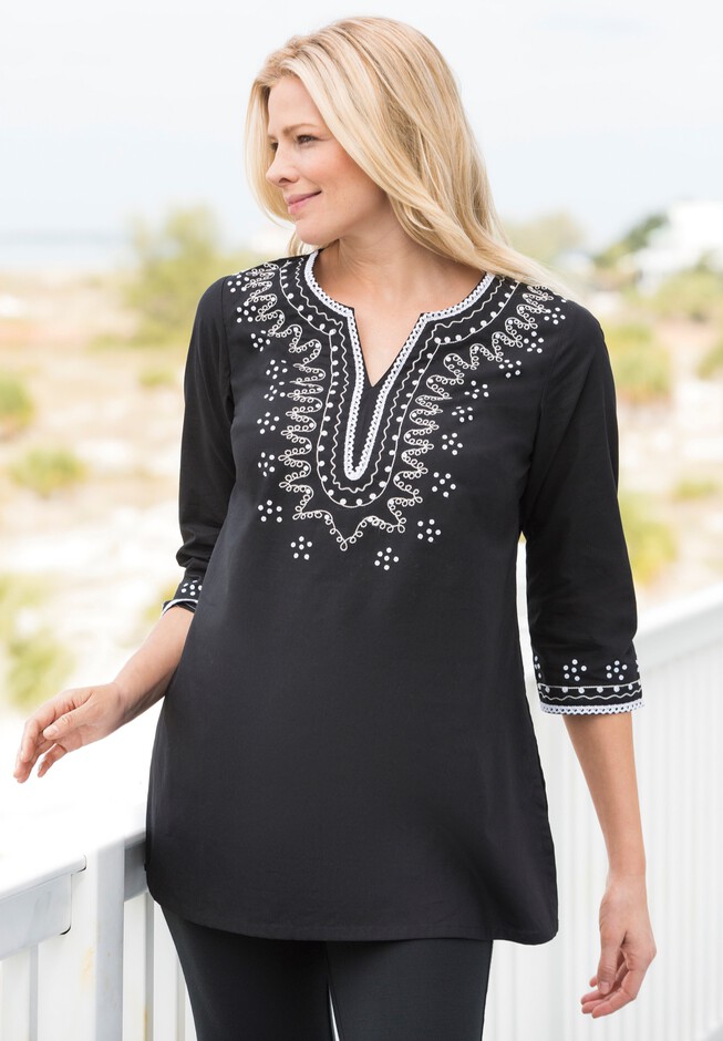 Sequined cotton tunic
