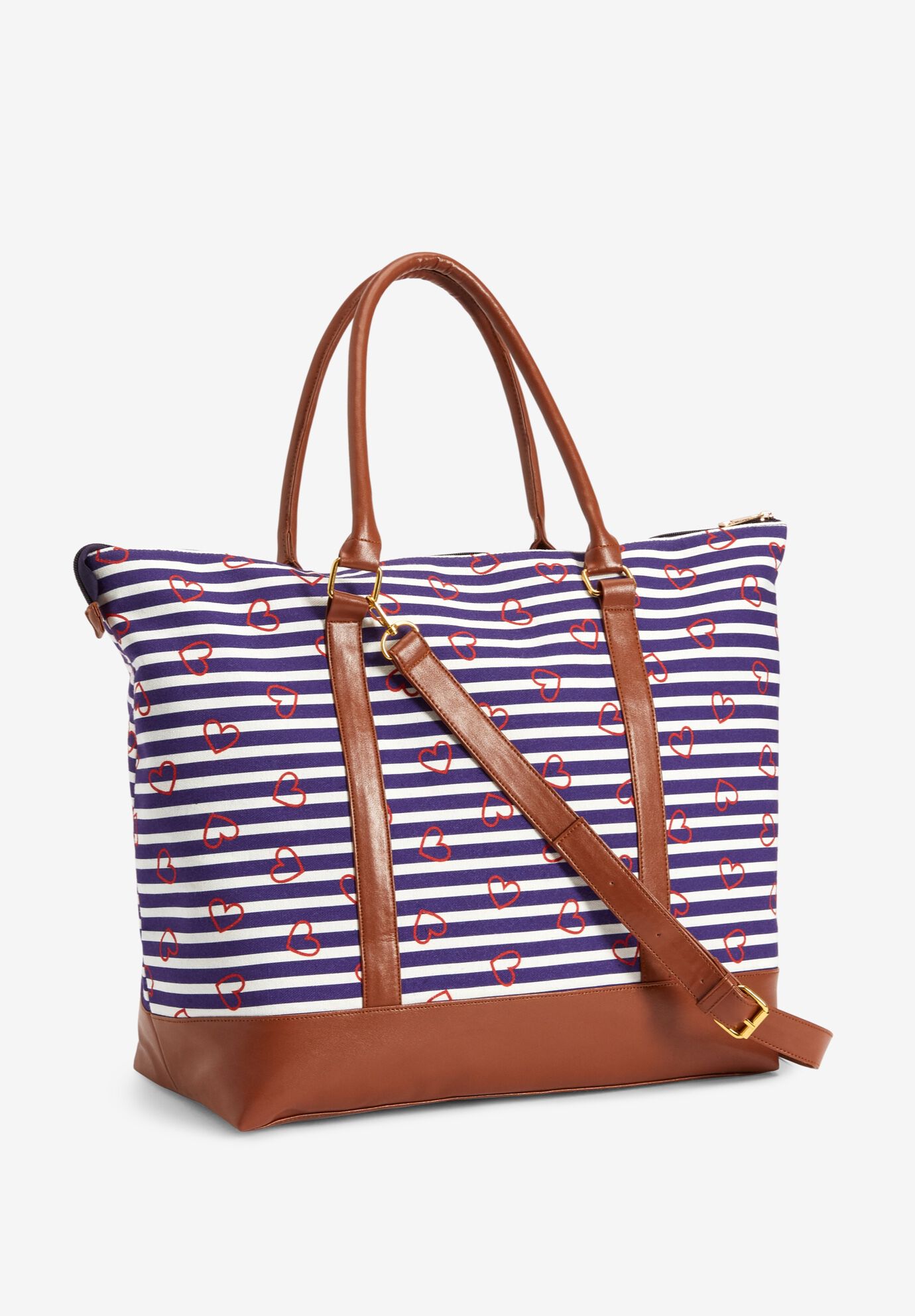 Weekender Tote, NAVY HEART STRIPE, hi-res image number 0