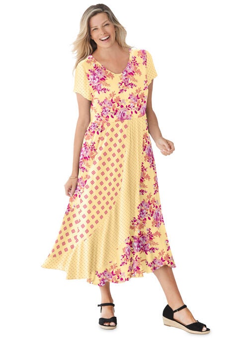 MIXED PRINT maxi dress, BANANA PRETTY ROSE, hi-res image number null