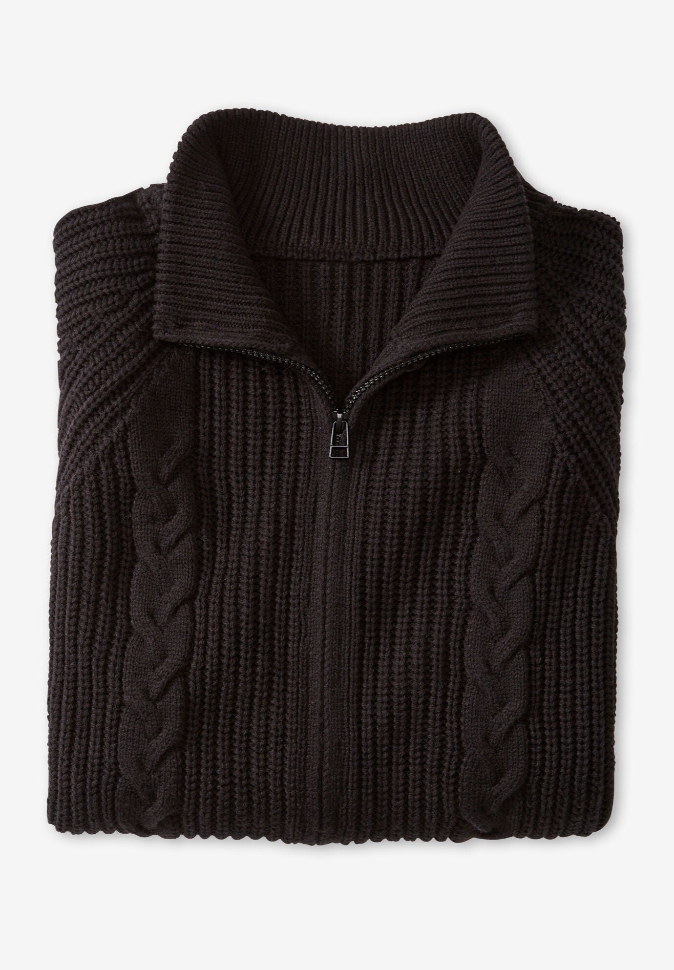 Cabled Zip-Front Cardigan Sweater, , on-hover image number 1