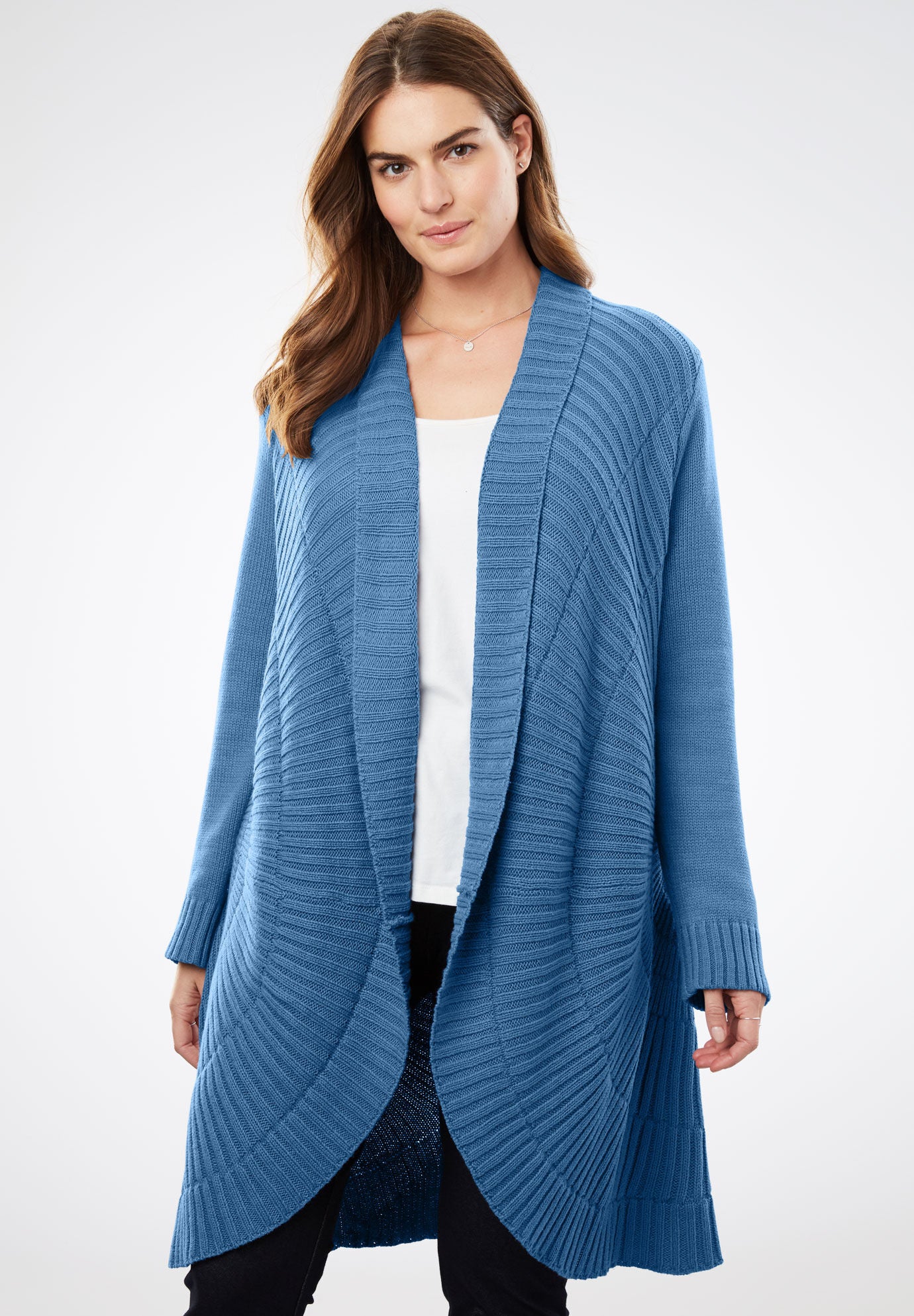 Open front pointelle cardigan clearance