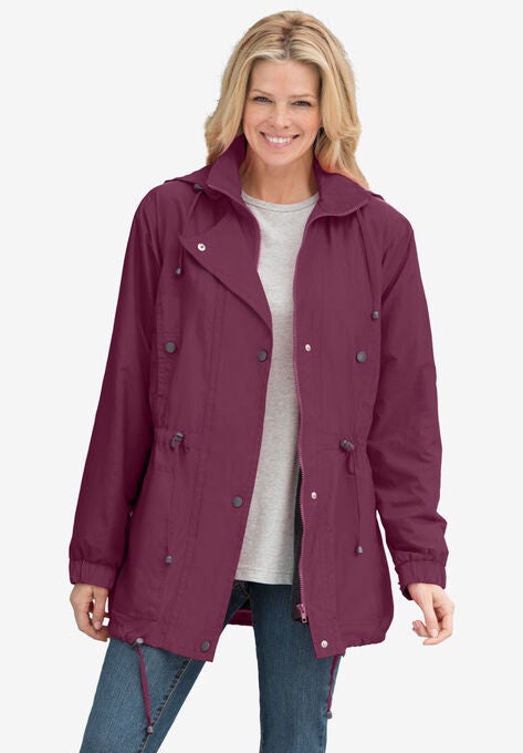 Fleece-Lined Taslon® Anorak, DEEP CLARET, hi-res image number null