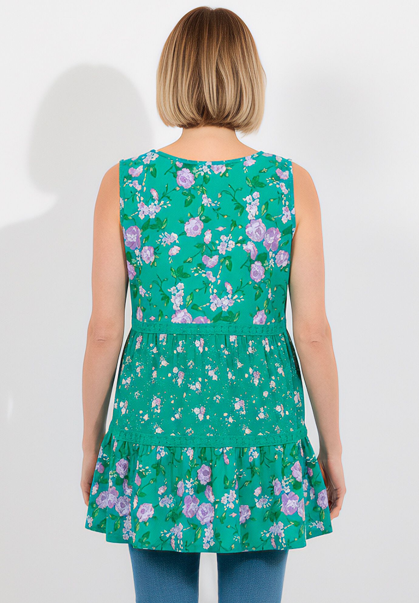 Tiered Tank, EMERALD ROSE FLORAL, on-hover image number 1