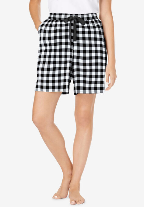 Flannel Pajama Short , BLACK WHITE BUFFALO CHECK, hi-res image number null