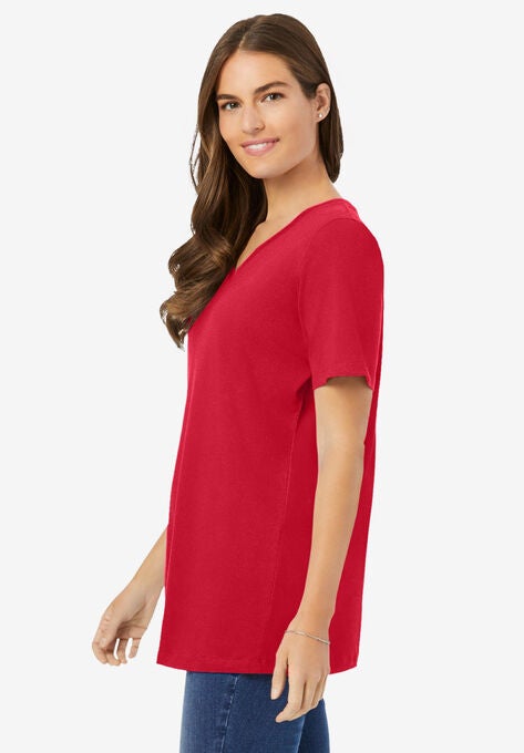 Perfect Short-Sleeve V-Neck Tee, , alternate image number null