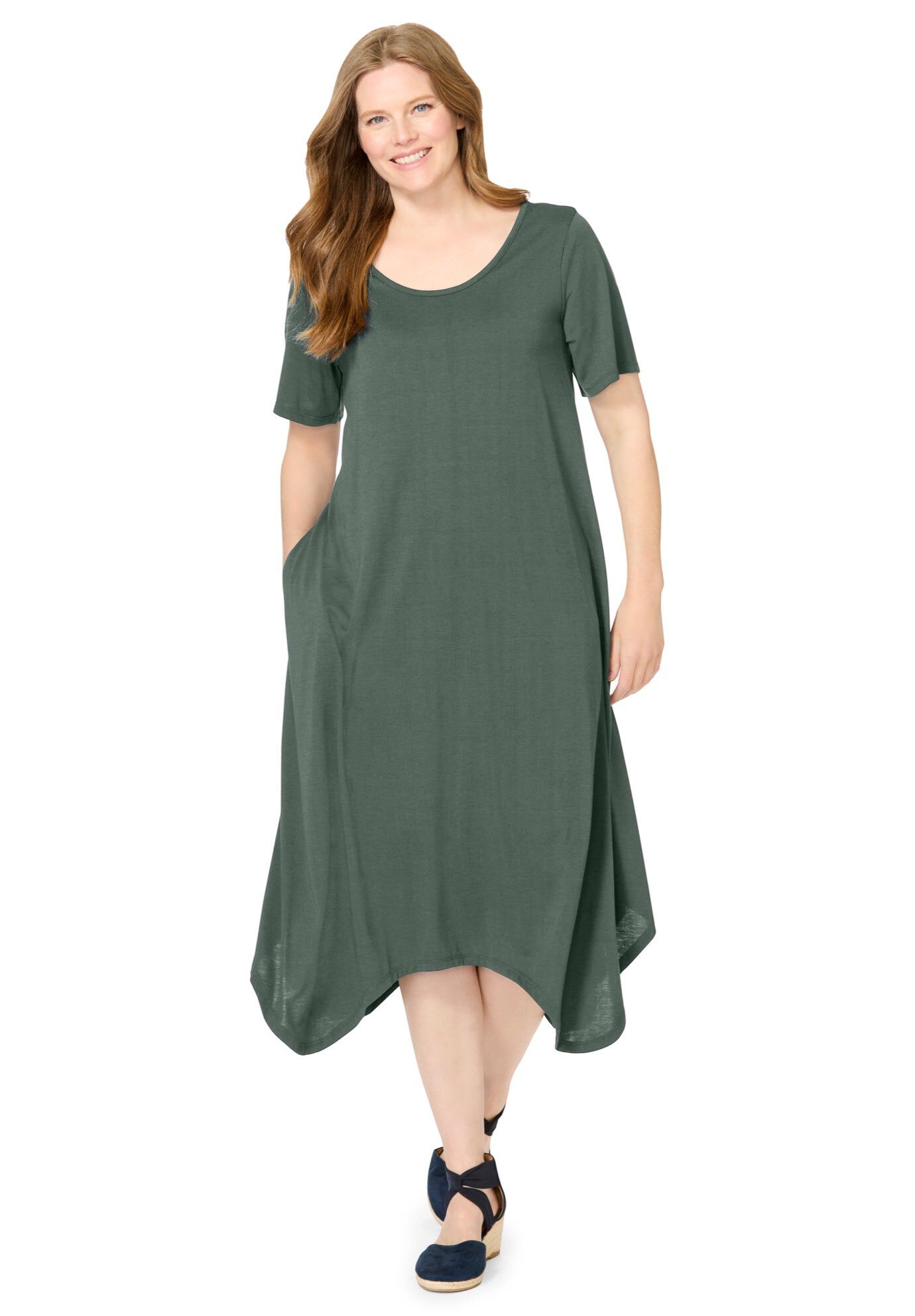 Drape Hem Dress, PINE, hi-res image number 0