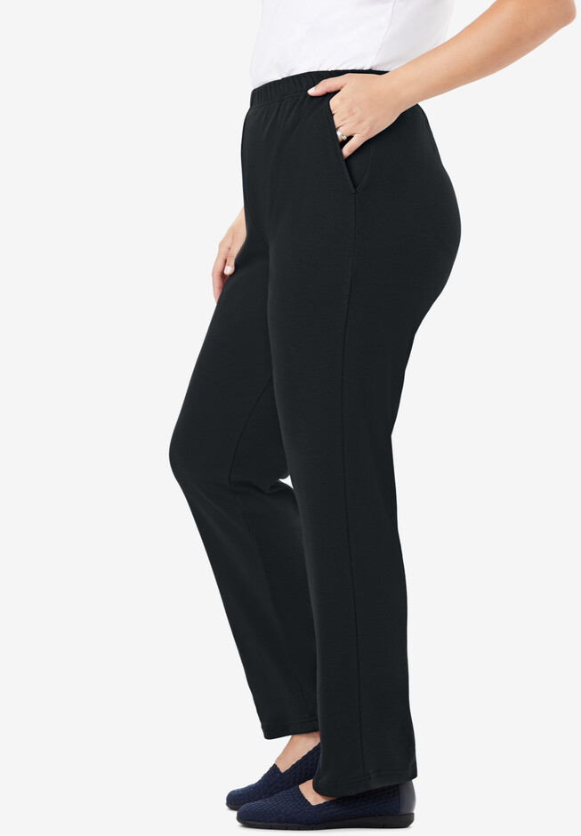 Woman Within Women's Plus Size Tall Wide Leg Ponte Knit Pant - 22 T, Black  at  Women's Clothing store