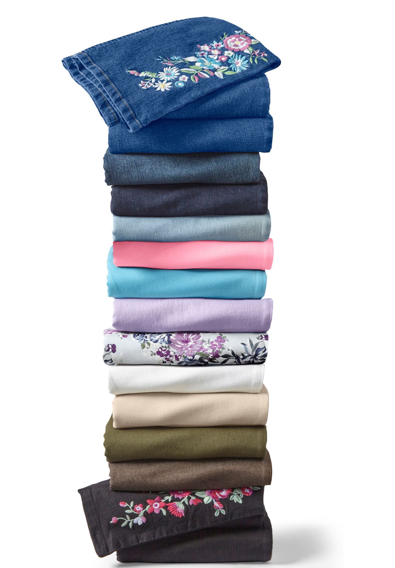 Stretch Denim Five-Pocket Capri Jeans, , alternate image number 3
