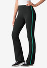 Stretch Cotton Side-Stripe Bootcut Pant, BLACK AQUAMARINE, hi-res image number 0