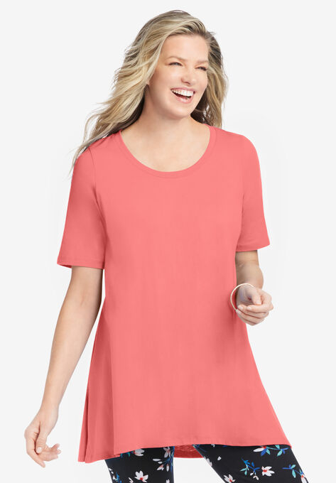 High-Low Hem Tunic, SWEET CORAL, hi-res image number null
