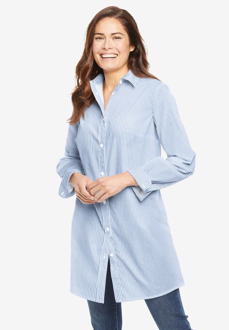 Perfect Long-Sleeve A-Line Tunic, FRENCH BLUE STRIPE, hi-res image number null