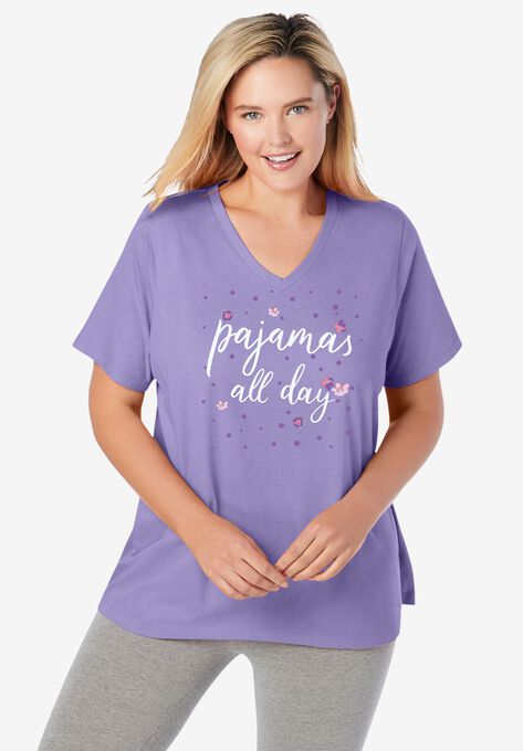 Cotton V-Neck PJ Top, , hi-res image number null