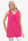Perfect Printed Sleeveless Shirred V-Neck Tunic, , alternate image number null