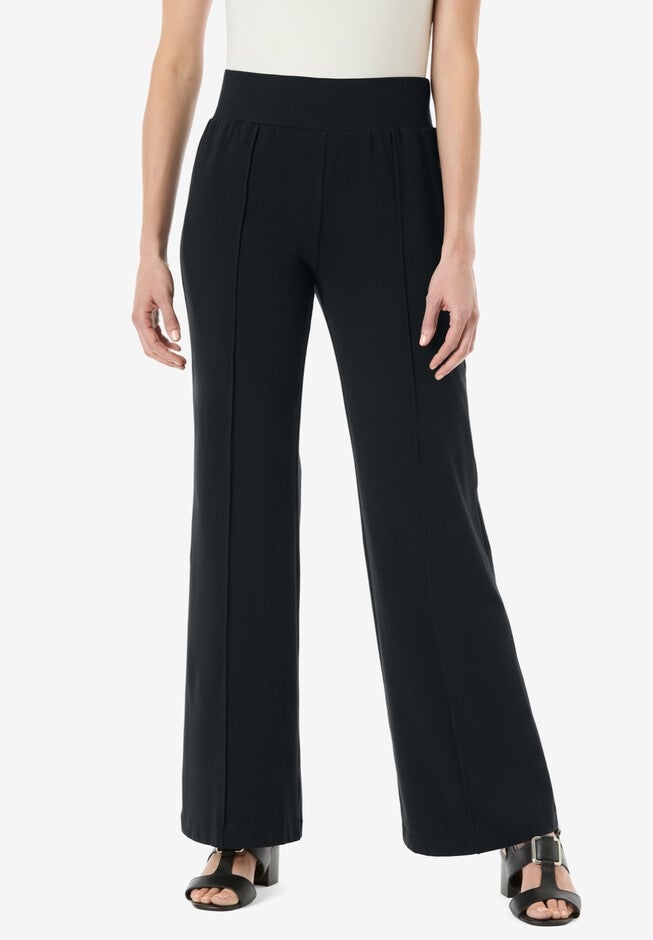 Secret Solutions™ Tummy Taming Wide-Leg Knit Pant, BLACK, hi-res image number null