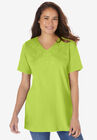 Embroidered V-Neck Tee, LIME PAISLEY EMBROIDERY, hi-res image number null