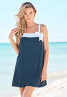 Bow-Trim Swim Dress, NAVY WHITE, hi-res image number null