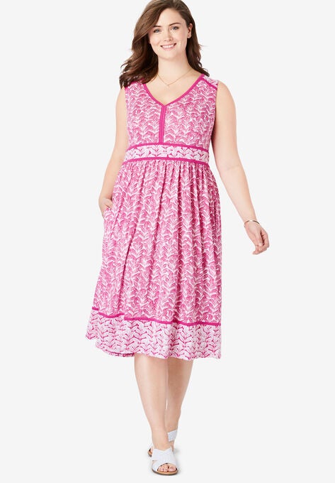 Mixed Print Midi Dress Plus Size Casual Dresses Fullbeauty