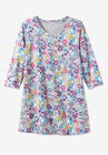 Perfect Printed Three-Quarter-Sleeve Scoop-Neck Tunic, , alternate image number null