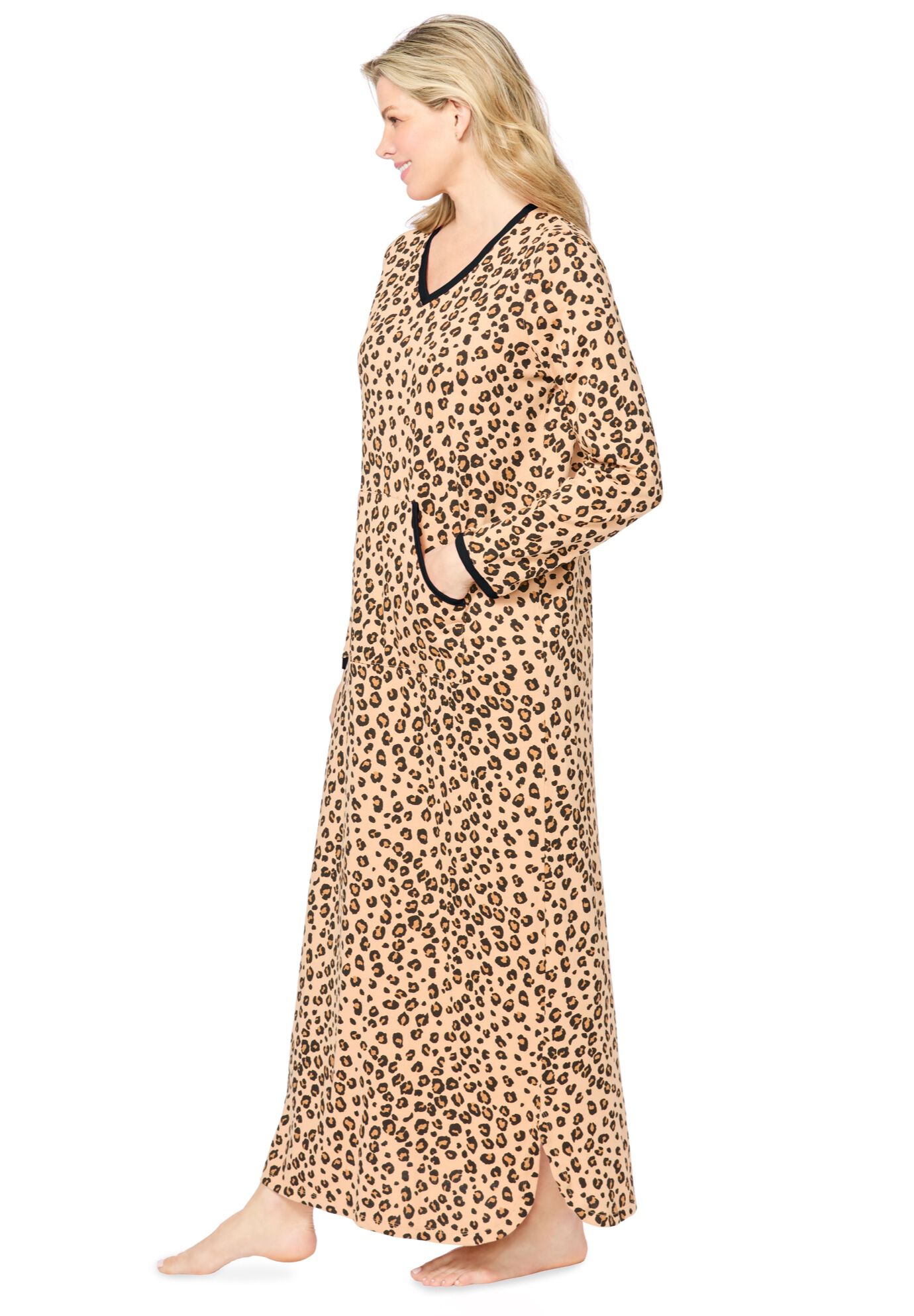 Long Printed Sleep Shirt , CLASSIC LEOPARD, alternate image number 2