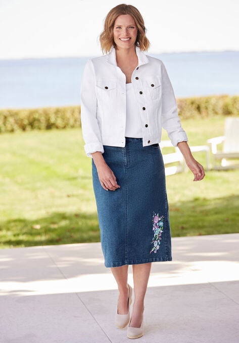 Stretch Jean Skirt, , alternate image number null