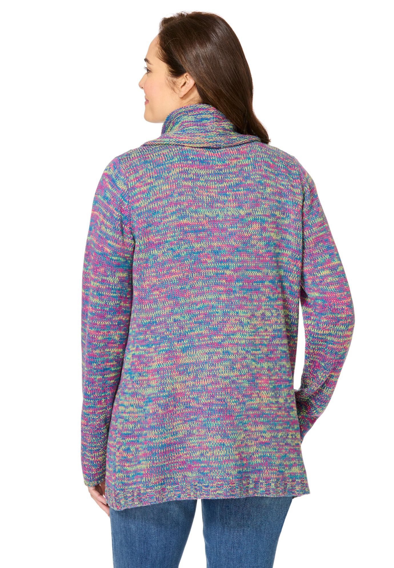 Multi Marled Cardigan Sweater, ULTRA BLUE SPACE DYE, on-hover image number 1