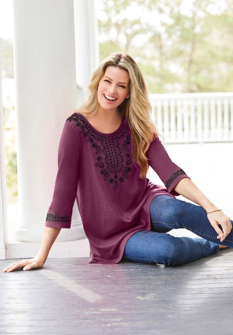 Embroidered Knit Tunic, , alternate image number null
