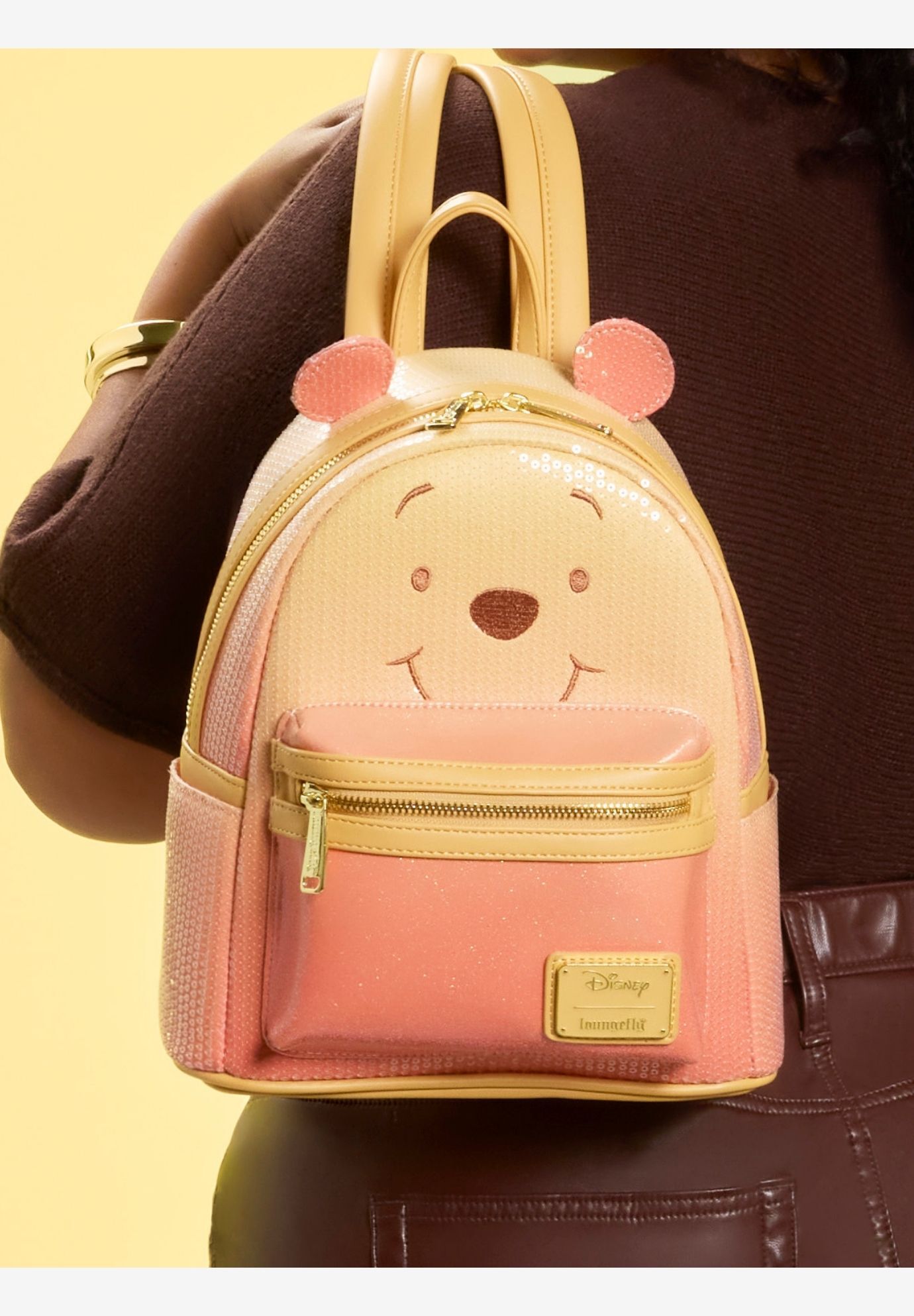 Loungefly x Disney Winnie the Pooh Sequin & Glitter Mini Backpack, ORANGE, alternate image number 5
