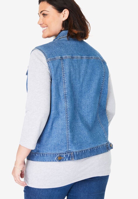 Stretch Denim Vest, , on-hover image number null