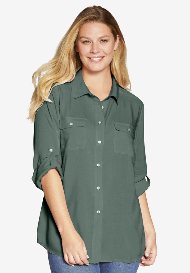 Utility Button Down Shirt, PINE, hi-res image number null
