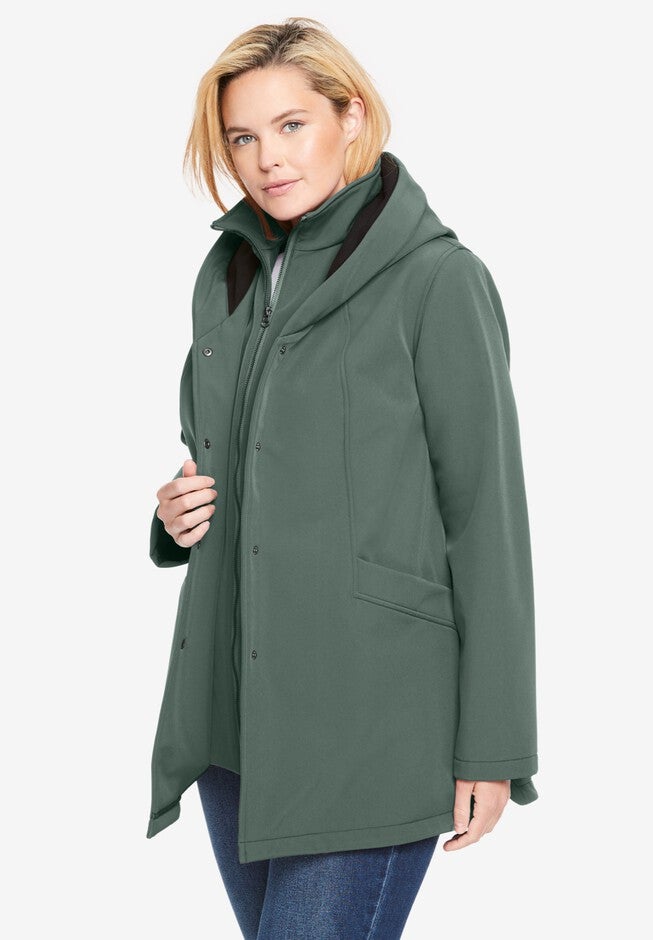 A-line Softshell Coat, PINE, hi-res image number null