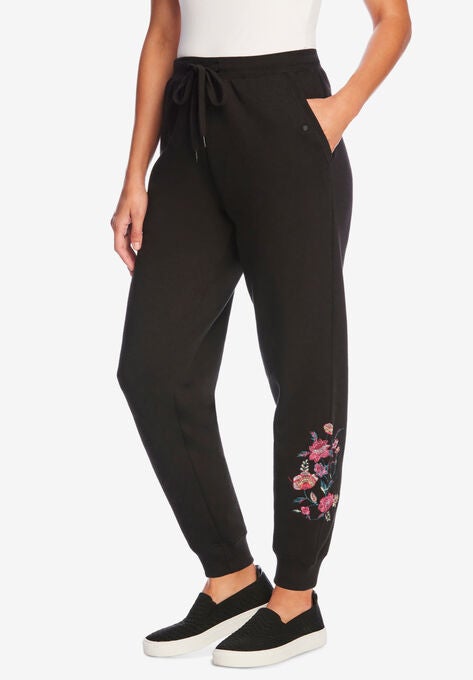 Better Fleece Jogger Sweatpant, BLACK FLORAL EMBROIDERY, hi-res image number null