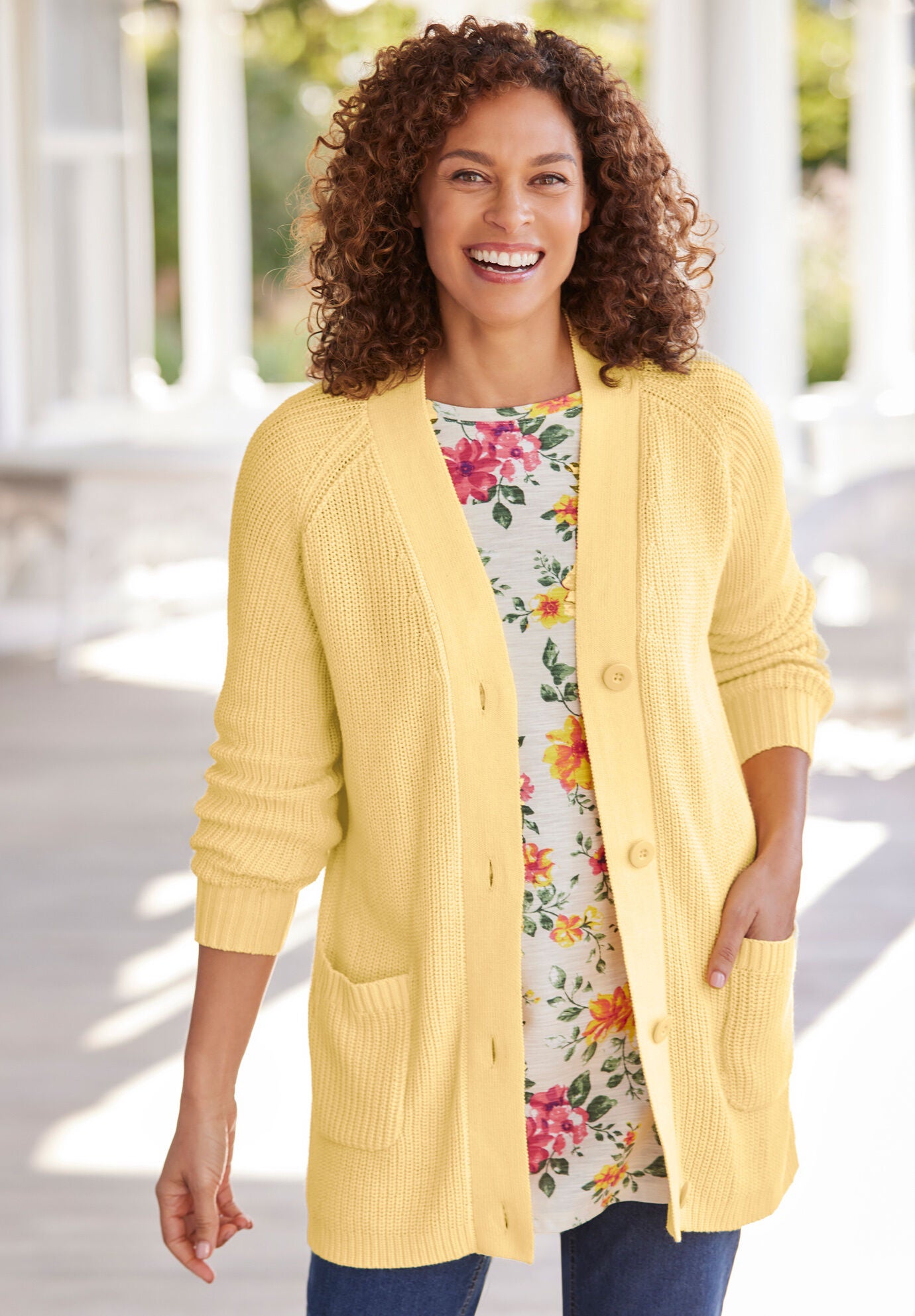 Women's shaker online cardigan sweater