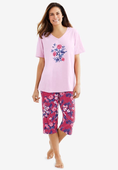 2-Piece Capri PJ Set , STRAWBERRY ROSE, hi-res image number null