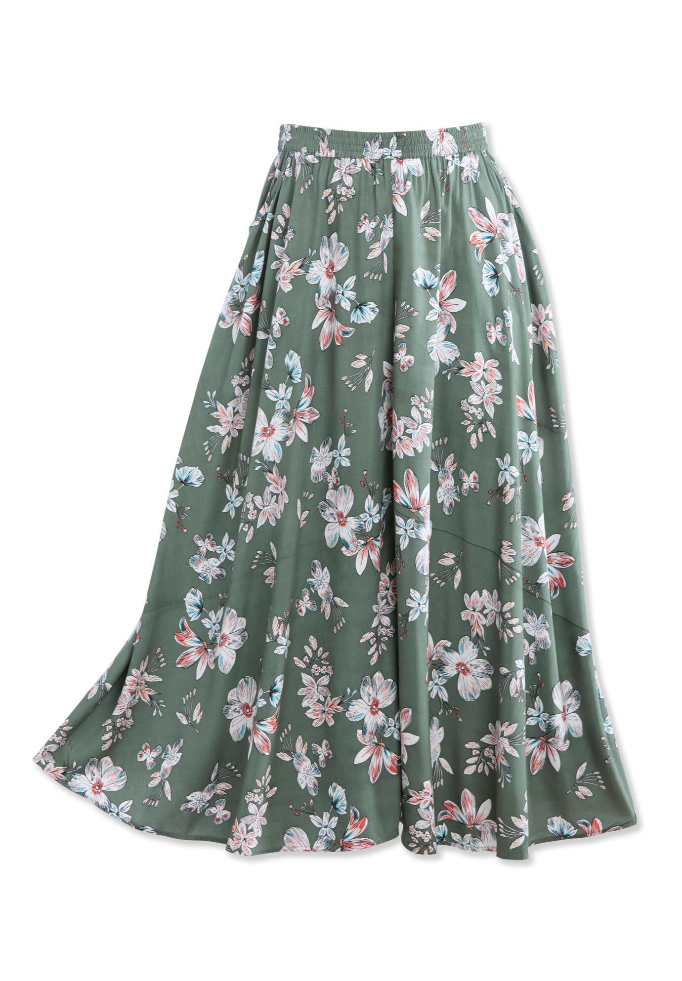Pull-On Elastic Waist Soft Maxi Skirt