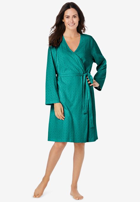 Short Eyelet Wrap Robe, AQUAMARINE, hi-res image number null