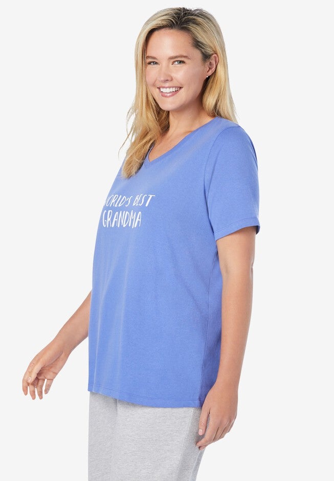 Cotton V-Neck PJ Top, , alternate image number null