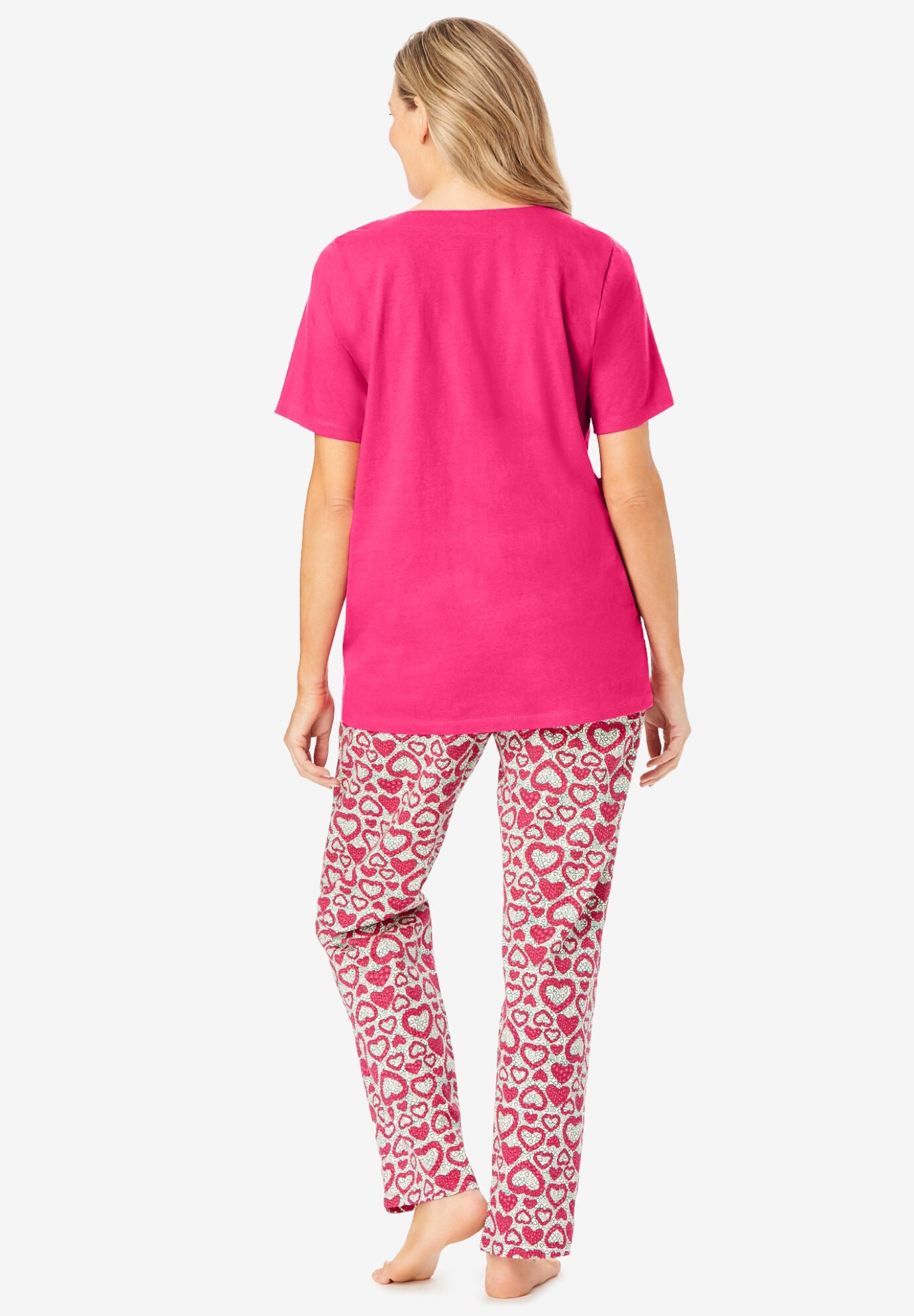 Embroidered Short-Sleeve Sleep Top, TROPICAL EMERALD, on-hover image number 1