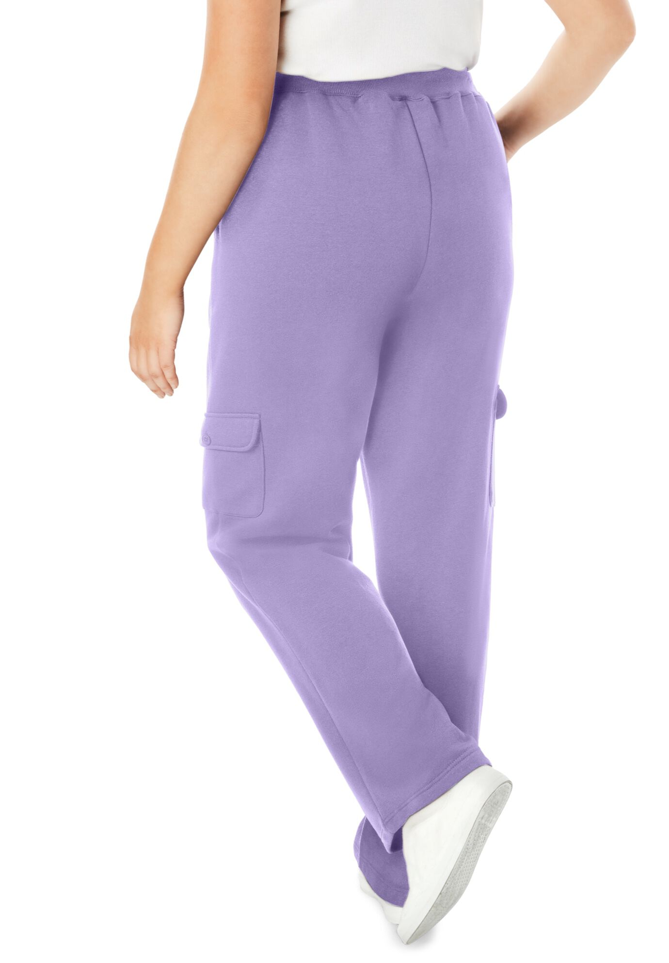 Better-Fleece Pull-On Cargo Sweatpants, SOFT IRIS, on-hover image number 1
