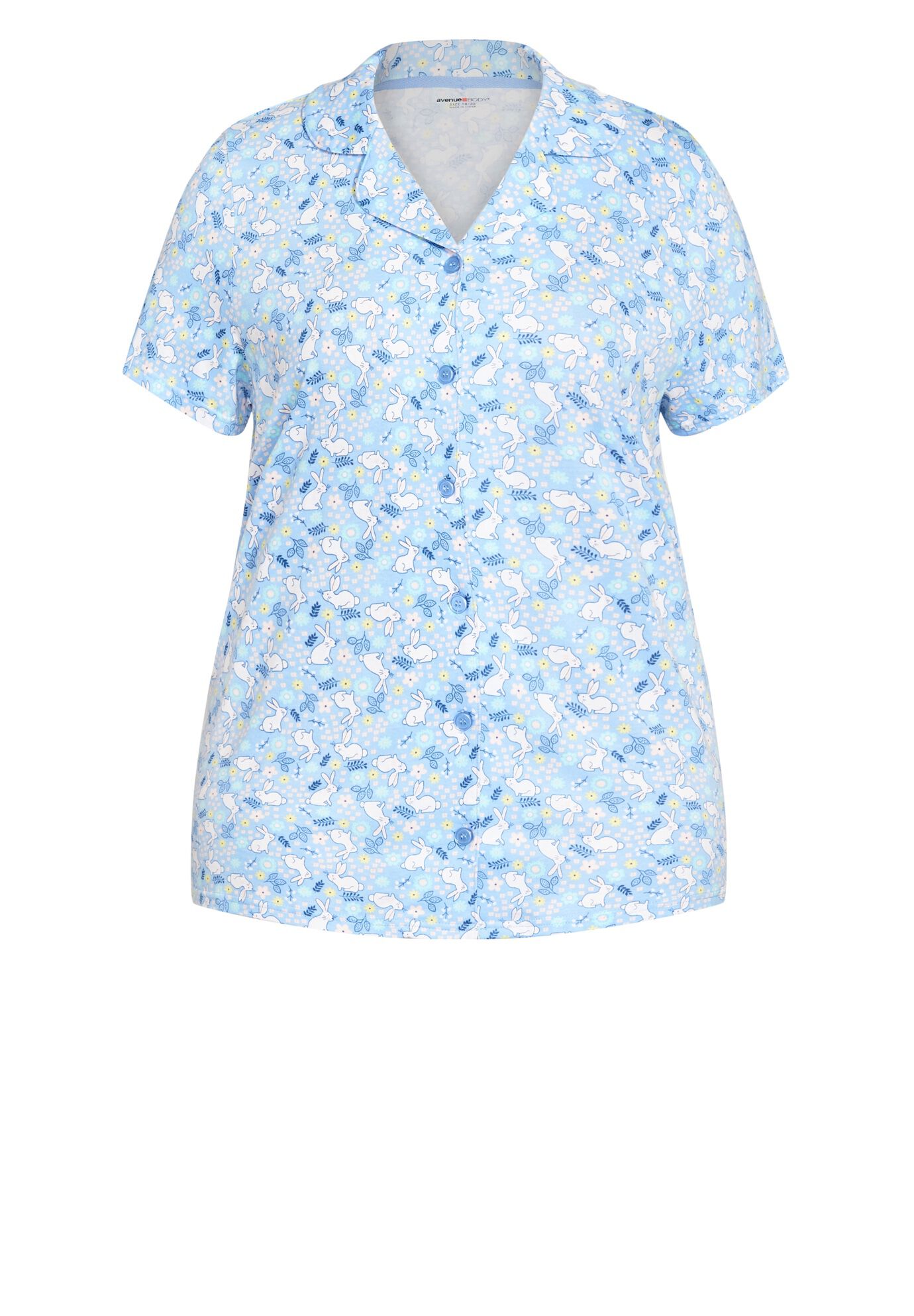 Bunny Button Up Sleep Top, BUNNY PRINT, alternate image number 2
