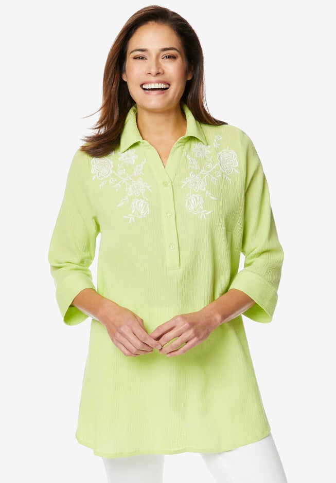 Embroidered Gauze Tunic, , alternate image number null